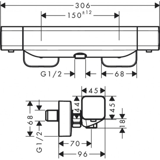Baterie termostatica dus ECOSTAT E, Hansgrohe