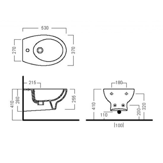 Erika Pro, bideu suspendat, oval, alb