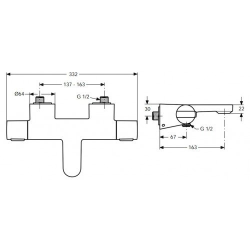 Baterie termostatica cada CERATHERM 200, Ideal Standard