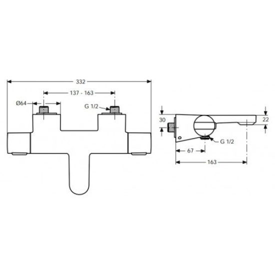 Baterie termostatica cada CERATHERM 200, Ideal Standard