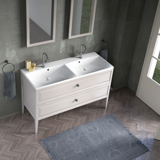 Mobilier MONTEBIANCO 120 Alb Mat cu lavoar dublu, ORISTO