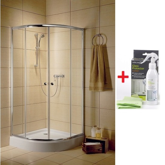 Set cabina de dus semirotunda CLASSIC A 80 x 80 cm cu cadita si sifon RADAWAY