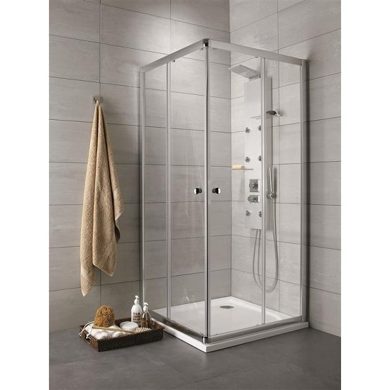 Set cabina de dus patrata PREMIUM C 90 x 90 cm cu cadita si sifon RADAWAY
