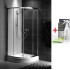 Set cabina de dus semirotunda PREMIUM A 90 x 90 cm cu cadita, sifon si Glass Protector