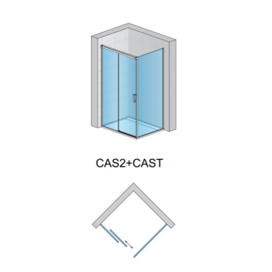 Cabina de dus dreptunghiulara CADURA 140 x 90 cm cu usa culisanta cu inchidere soft close si perete lateral fix SANSWISS