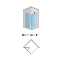 Cabina de dus dreptunghiulara SOLINO 100 x 80 cm SOLF1+SOLT1 cu usa pliabila si perete lateral fix SANSWISS