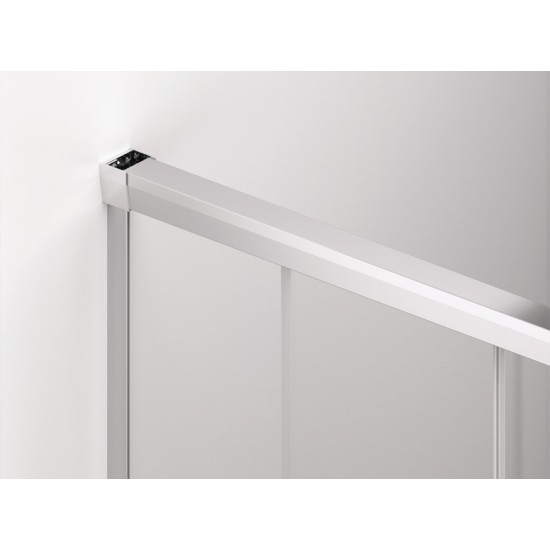 Cabina de dus dreptunghiulara CADURA 140 x 90 cm cu usa culisanta cu inchidere soft close si perete lateral fix SANSWISS
