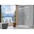 Cabina de dus dreptunghiulara CADURA 140 x 90 cm cu usa culisanta cu inchidere soft close si perete lateral fix SANSWISS