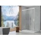 Cabina de dus dreptunghiulara CADURA 140 x 90 cm cu usa culisanta cu inchidere soft close si perete lateral fix SANSWISS