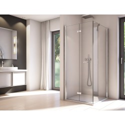 Cabina de dus dreptunghiulara SOLINO 100 x 80 cm SOLF1+SOLT1 cu usa pliabila si perete lateral fix SANSWISS
