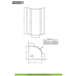 Set cabina de dus semirotunda PREMIUM A 90 x 90 cm cu cadita, sifon si Glass Protector
