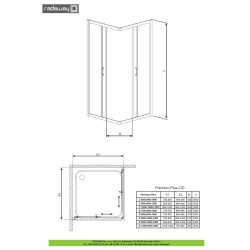 Set cabina de dus patrata PREMIUM C 90 x 90 cm cu cadita si sifon RADAWAY