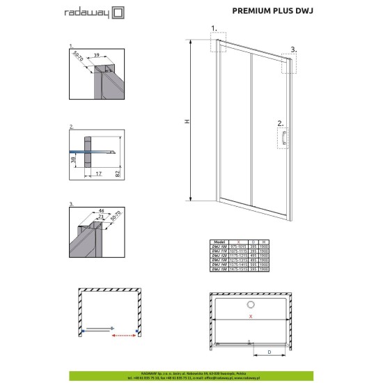 Usa de nisa PREMIUM PLUS DWJ 150 cm RADAWAY