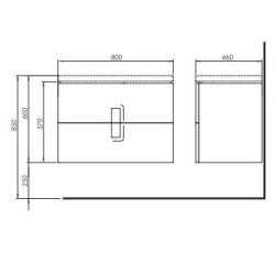 Mobilier TWINS 80 alb lucios,doua sertare KOLO