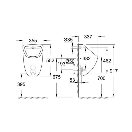 Pisoar BAU CERAMIC alimentare din spate GROHE
