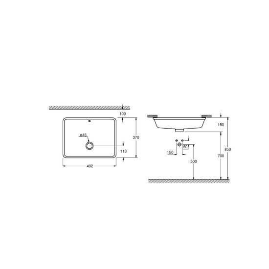 Lavoar CUBE CERAMIC 49 x 37 cm montaj sub blat GROHE