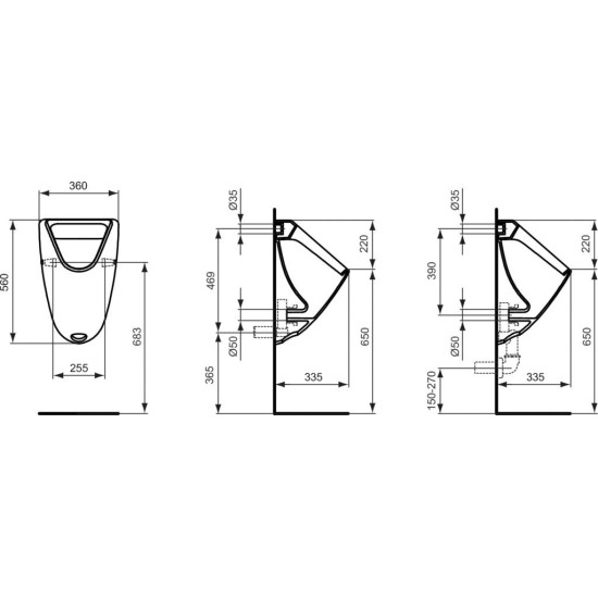 Pisoar EUROVIT alimentare din spate IDEAL STANDARD