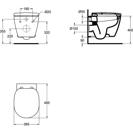 Vas Wc CONNECT SPACE suspendat IDEAL STANDARD