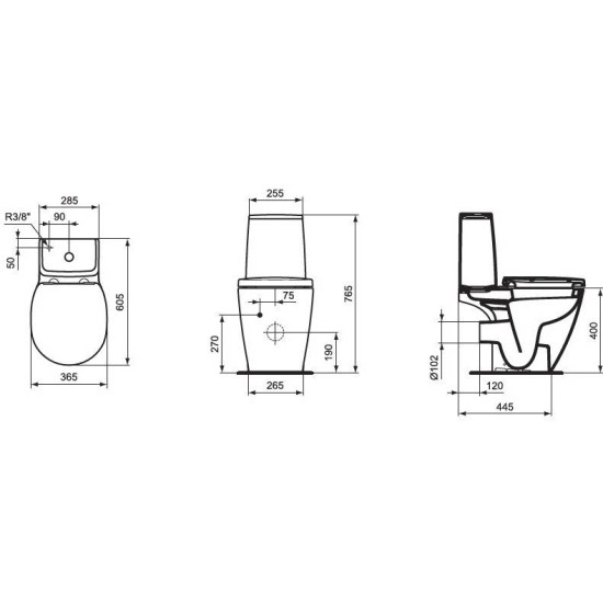 Vas Wc CONNECT SPACE evacuare laterala IDEAL STANDARD