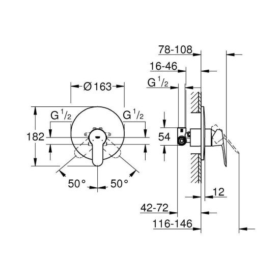 Baterie dus ingropata BAUEDGE GROHE