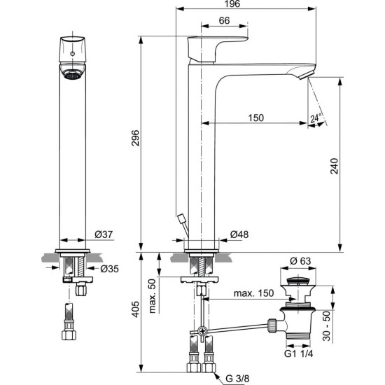 Baterie lavoar CONNECT AIR VESSEL IDEAL STANDARD