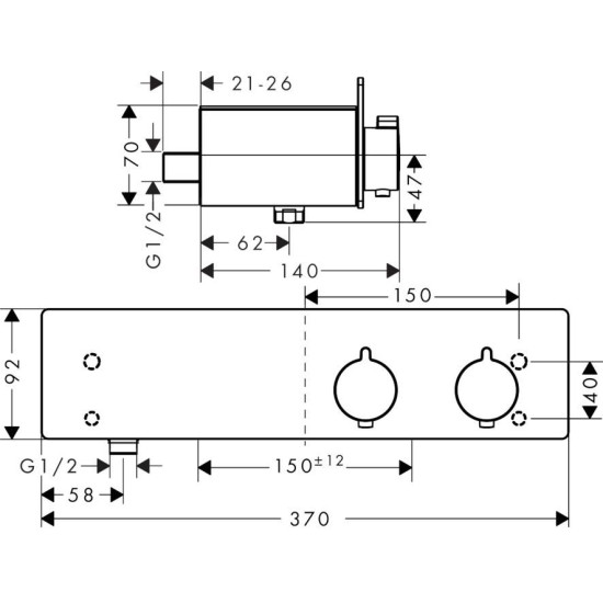 Baterie dus termostatata SHOWER TABLET 350 alb-crom HANSGROHE