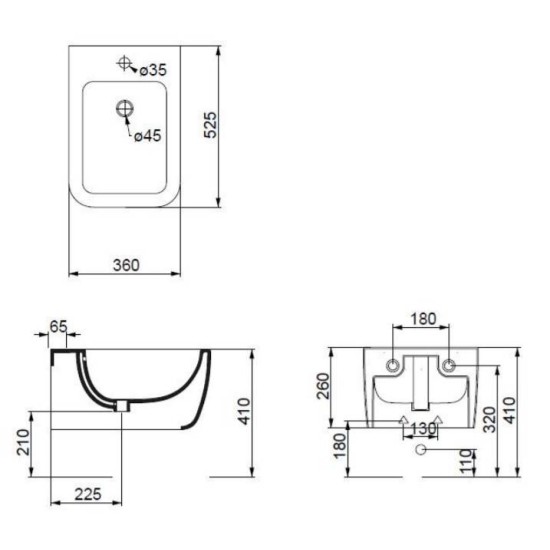 Bideu Brio Suspendat, Alb