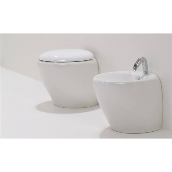Vas Wc Touch Stativ pentru rezervor ingropat cu Capac Wc Soft Close, Alb