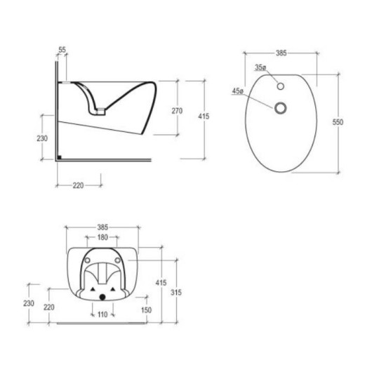 Bideu Touch Suspendat, Alb