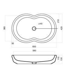 Lavoar Time 65 cm, Negru