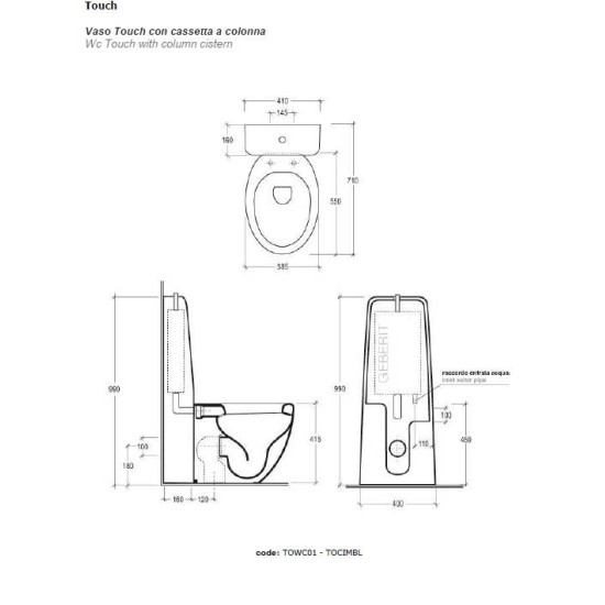 Vas Wc Touch cu Rezervor si Capac Soft Close, Alb