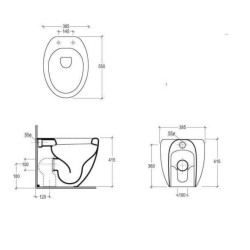 Vas Wc Touch Stativ pentru rezervor ingropat cu Capac Wc Soft Close, Alb