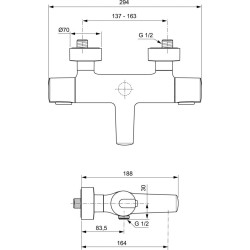 Baterie cada termostatata CERATHERM 100 NEW IDEAL STANDARD