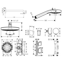 Sistem de dus incastrat DESIGN CROMA SELECT S / ECOSTAT S termostatic HANSGROHE