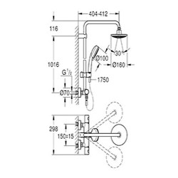 Sistem de dus TEMPESTA COSMOPOLITAN 210 termostatic GROHE