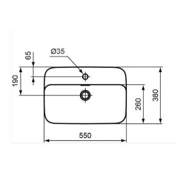 Lavoar IPALYSS 55 x 38 cm cu gaura pentru baterie IDEAL STANDARD