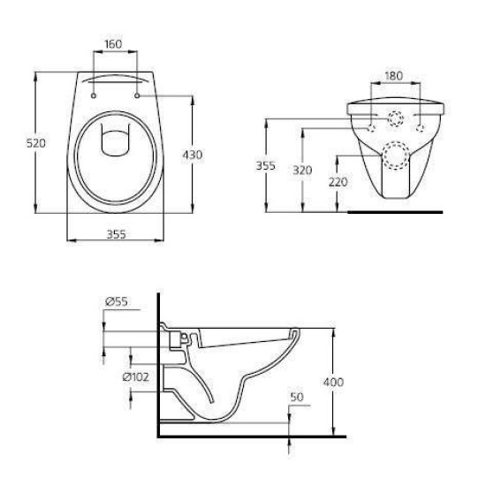 Set vas wc Simplicity suspendat cu capac duroplast cu Rezervor ingropat I.S. si clapeta cromata