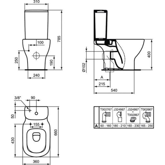 Vas Wc TESI AQUABLADE BTW IDEAL STANDARD
