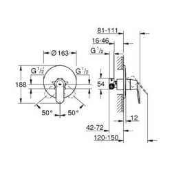 Baterie dus ingropata EUROSMART COSMOPOLITAN GROHE