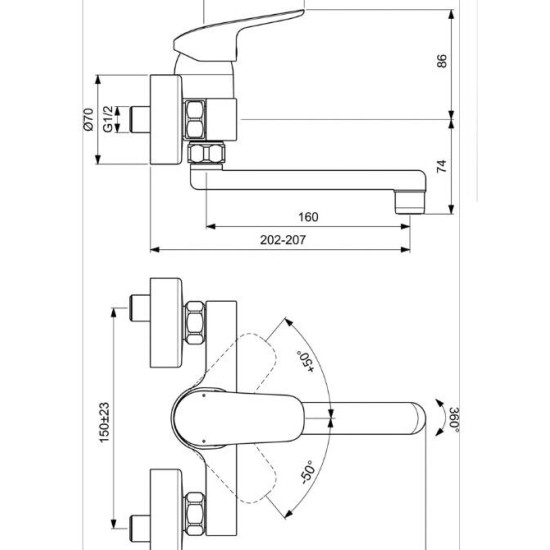 Baterie lavoar perete CERAFLEX IDEAL STANDARD
