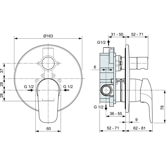 Baterie cada ingropata CERAFLEX IDEAL STANDARD