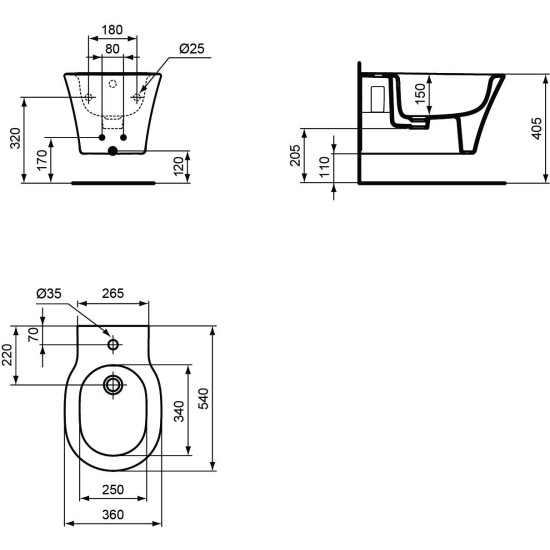 Bideu CONNECT AIR suspendat IDEAL STANDARD