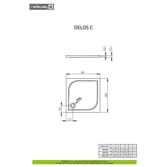 Cadita de dus patrata DELOS C 100 x 100 cm RADAWAY