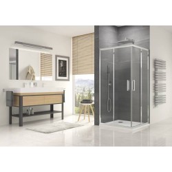 Cabina de dus patrata OCELIA 80 x 80 cm cu usi culisante, fara cadita SANSWISS