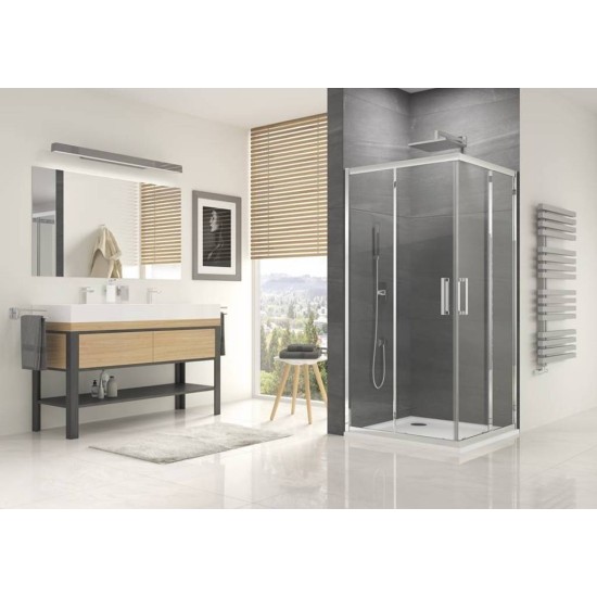 Cabina de dus patrata OCELIA 80 x 80 cm cu usi culisante, fara cadita SANSWISS