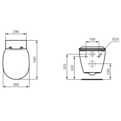 Vas Wc CONNECT suspendat cu functie de bideu cu fixare complet ascunsa IDEAL STANDARD